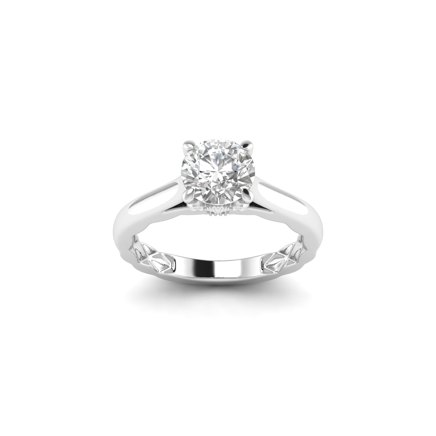White Gold Studded 1.016 Carat Lab Grown Diamond Ring-E Color VS1 Clarity.